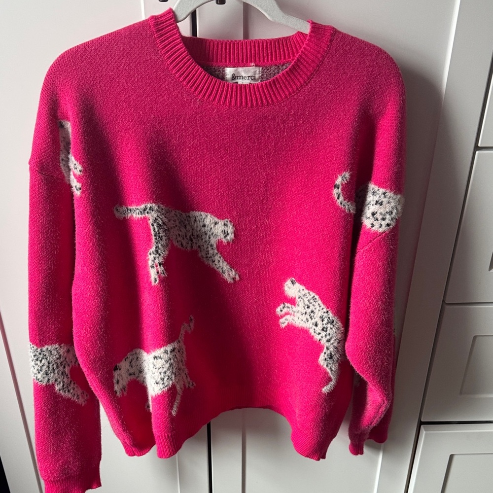 Vibrant Pink Animal Print Sweater
